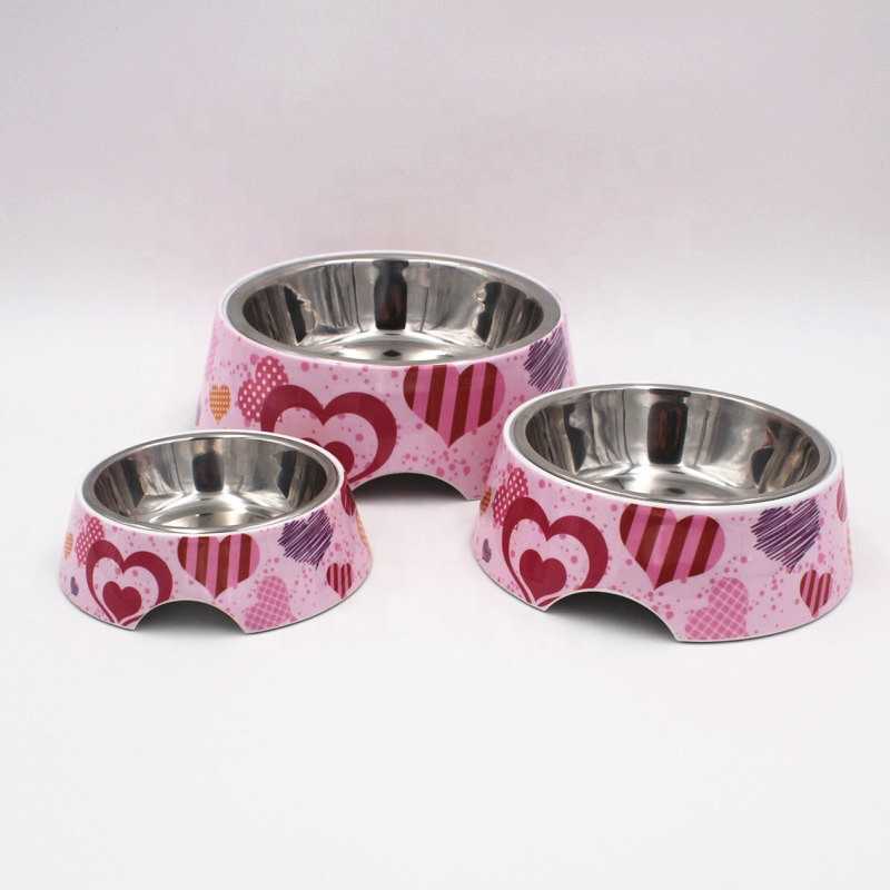 Prices Pet Food Utensils Melamine Double Layer Cat Dog Pet Bowls Set