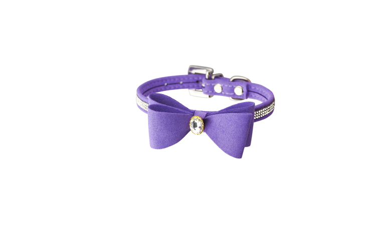 Production Of Diamond Inlaid Dog Collar Pet Leather Dog Collar Pet Dog Bow Collar