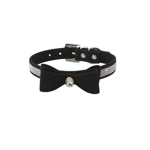 Production Of Diamond Inlaid Dog Collar Pet Leather Dog Collar Pet Dog Bow Collar