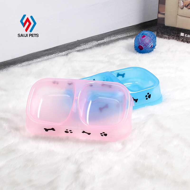 Saiji 2 In 1 Water Food Plastic Pet Feeder ECO Friendly Transparent Melamine Pastel Dog Bowls