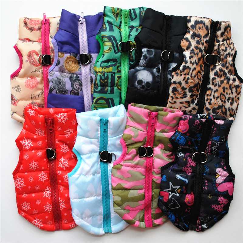 Small Big Dog Apparel Pet Clothing Vest Winter Cold Weather Pet Jacket Dogs Coat With Zipper Leash Ring