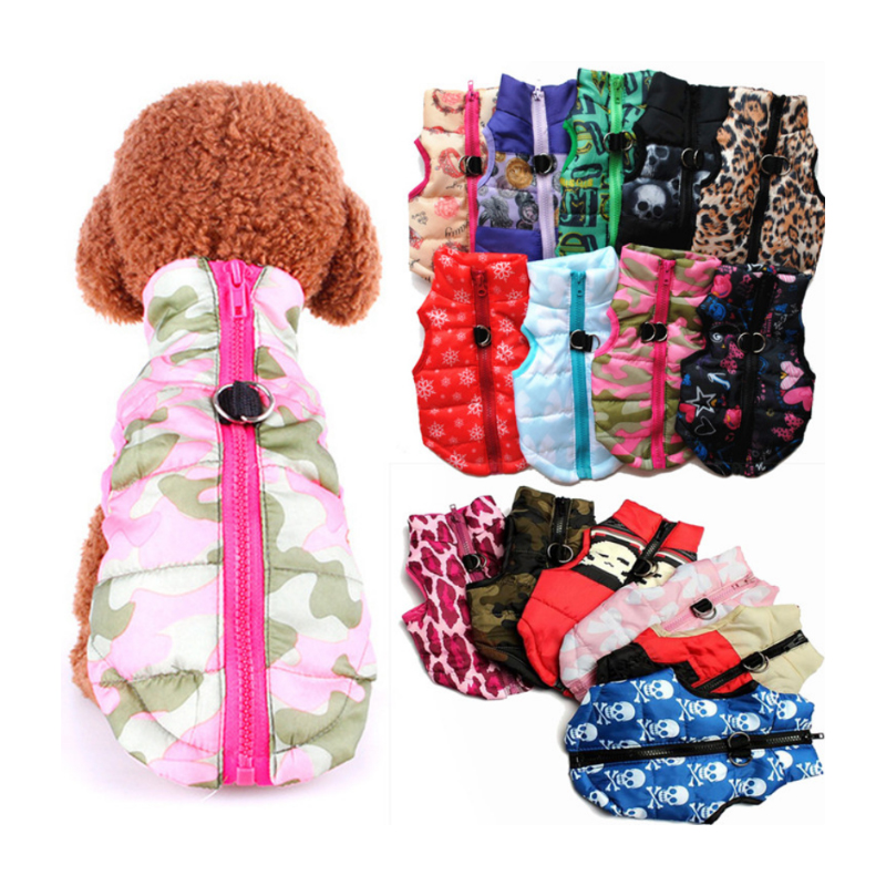 Small Big Dog Apparel Pet Clothing Vest Winter Cold Weather Pet Jacket Dogs Coat With Zipper Leash Ring