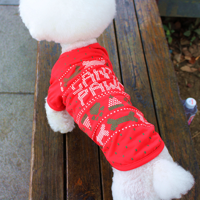 Pet Clothing Cute Puppy Dog Clothes Pullover Casual Vests Christmas Decoration Dog Tshirt