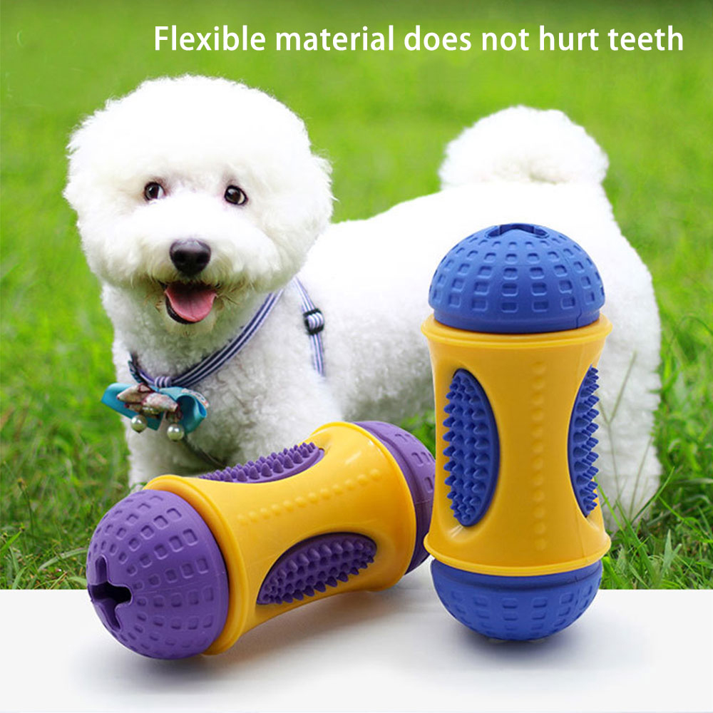 Rubber Drum Shape Durable Pet Chew Rubber Toy Chew Tooth Cleaning Food Dog Toy