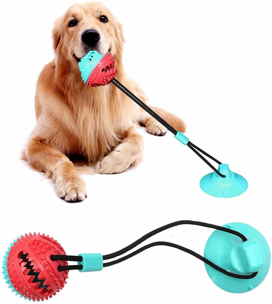 Single Suction Cup Rope Ball Toy With Bells MultiFunctional Interactive Pet Toys