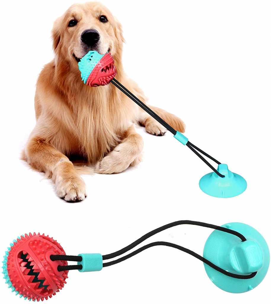 Single Suction Cup Rope Ball Toy With Bells MultiFunctional Interactive Pet Toys