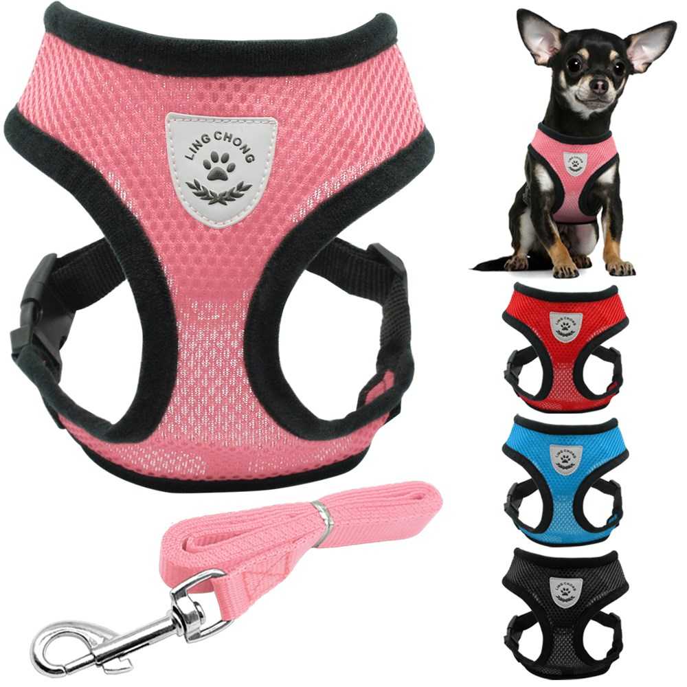 Breathable Mesh Small Dog Pet Harness Leash Set Puppy Cat Vest Collar