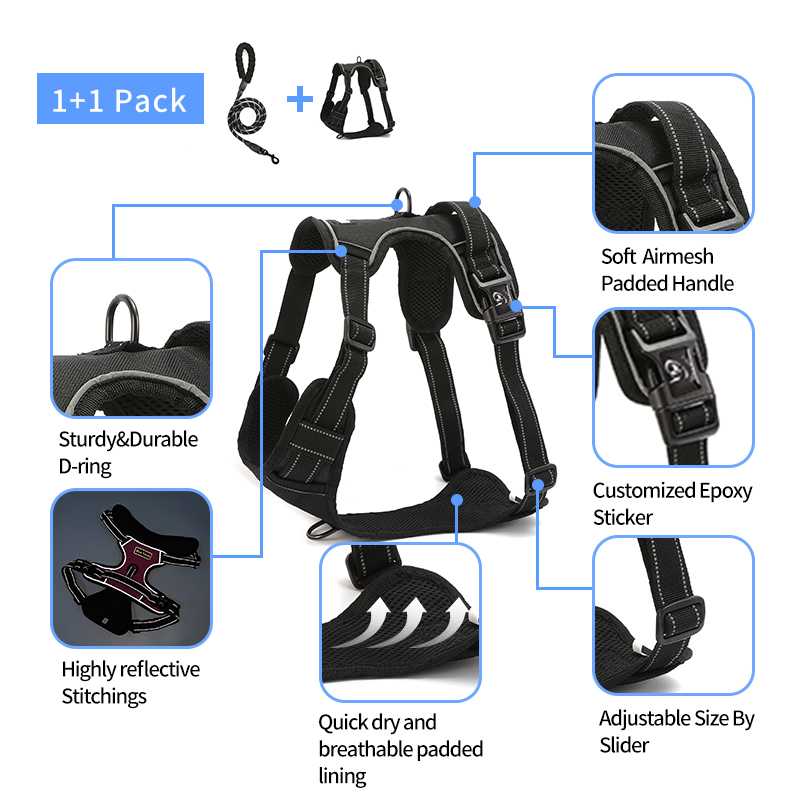 Dog Harness No Pull Pet Reflective Oxford Vest Soft Breathable Mesh Padded No Pull Dog Harness Set Small Medium Large Dogs