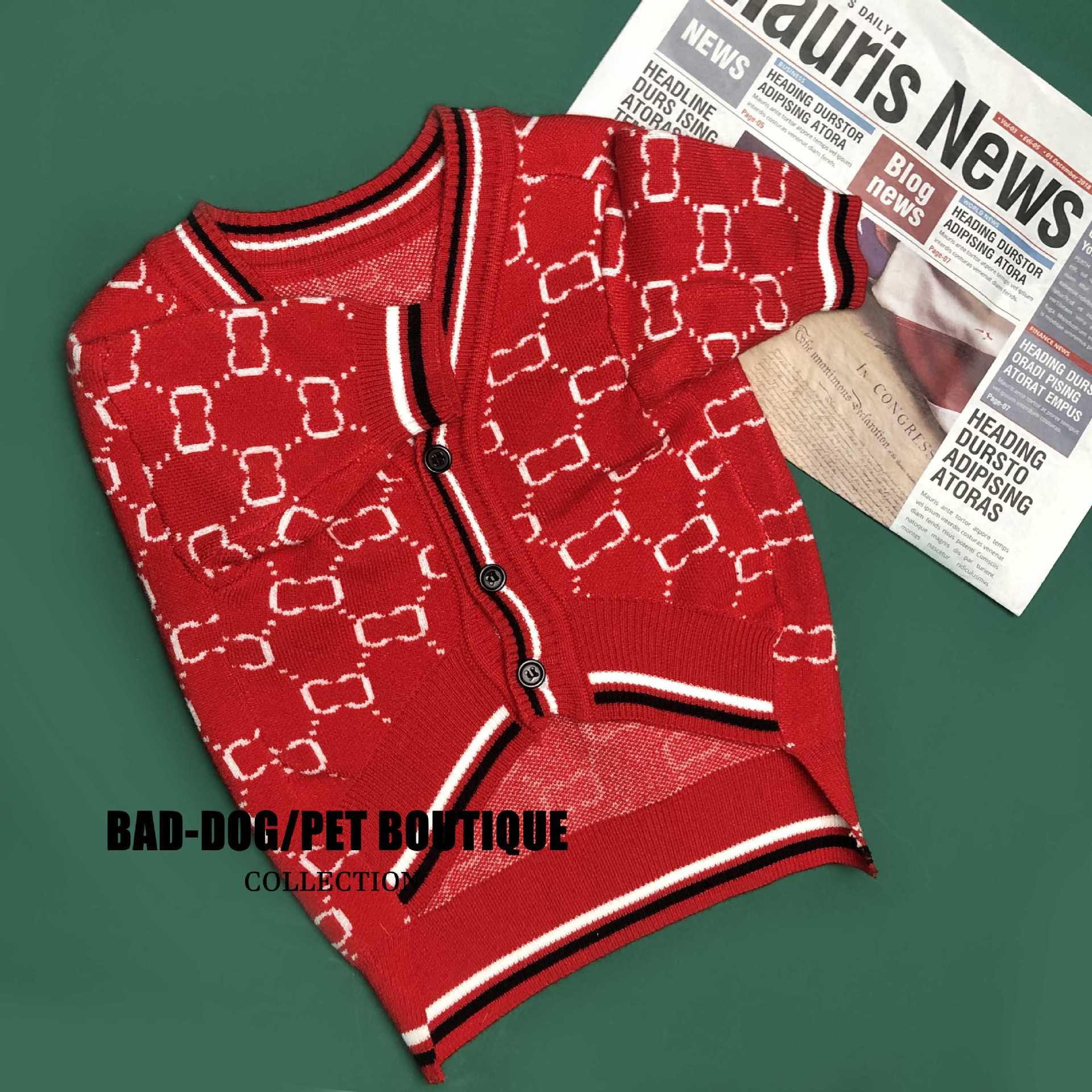 Dog Clothes Spring Fall Knitted Sweater Cardigan Pet Clothing