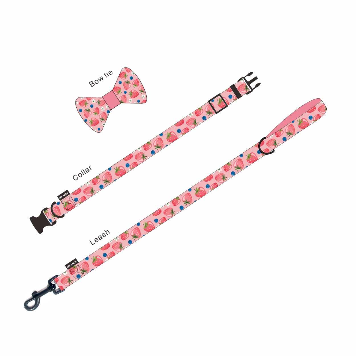 Classical Fruit Soft Padded Dog Collar Leash Pet Cat Dog Leash Collar Set Dog Harness Set