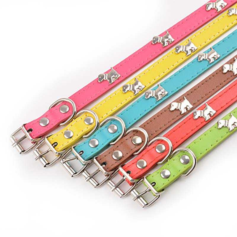 Collar Basic Solid Color With Dog Pattern Suitable Cat Puppy Adjustable Pet Collars