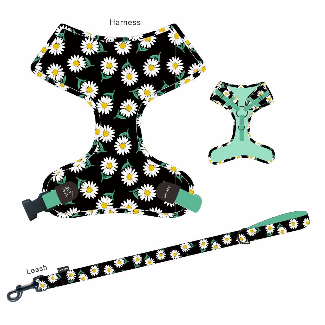 Custom Small Dog Harness / Reflective Pet Harness Set