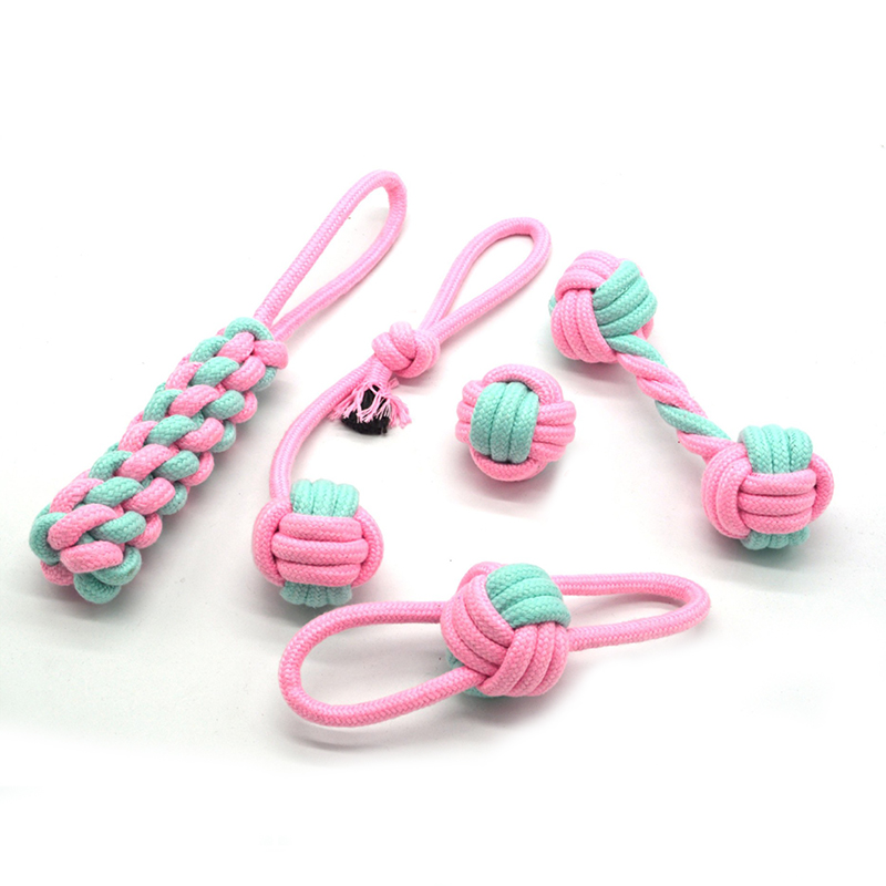 Linu Natural Rubber Durable Grinding Teeth Candy Color Cotton Rope Pet Toys Dog Chew Toy Rope