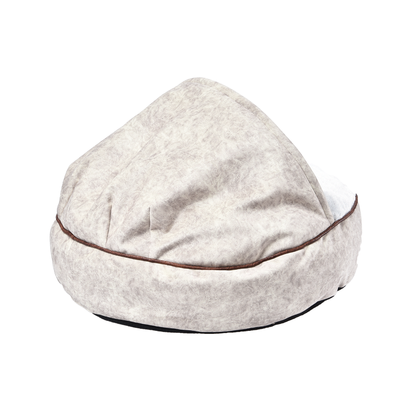 Winter Natural Rock Texture Printed Composite Short Plush Fabric Soft Round Pet Cave Bed With Cover