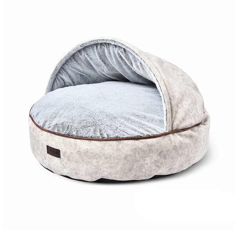 Winter Natural Rock Texture Printed Composite Short Plush Fabric Soft Round Pet Cave Bed With Cover