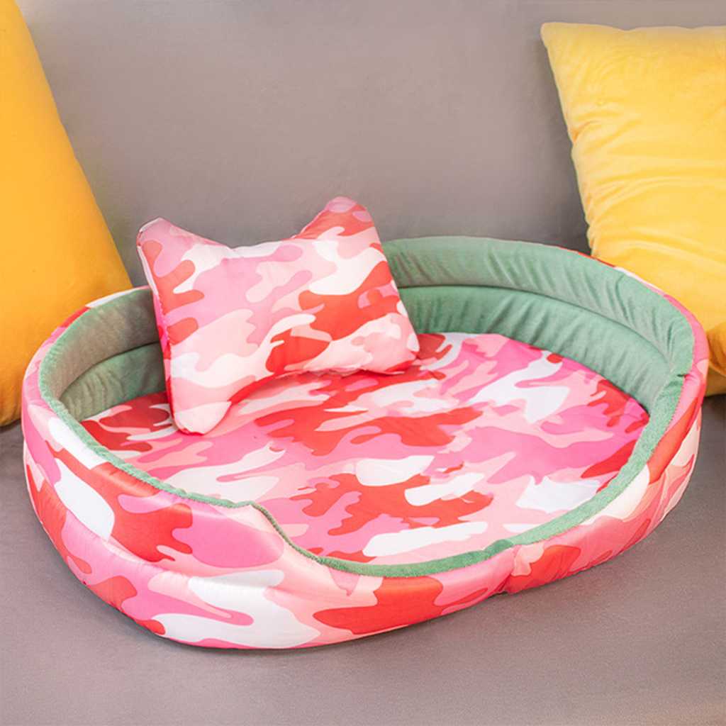 Portable Pet Beds Summer With Pillow Removeable Machine Washable Cover Non Slip Bottom