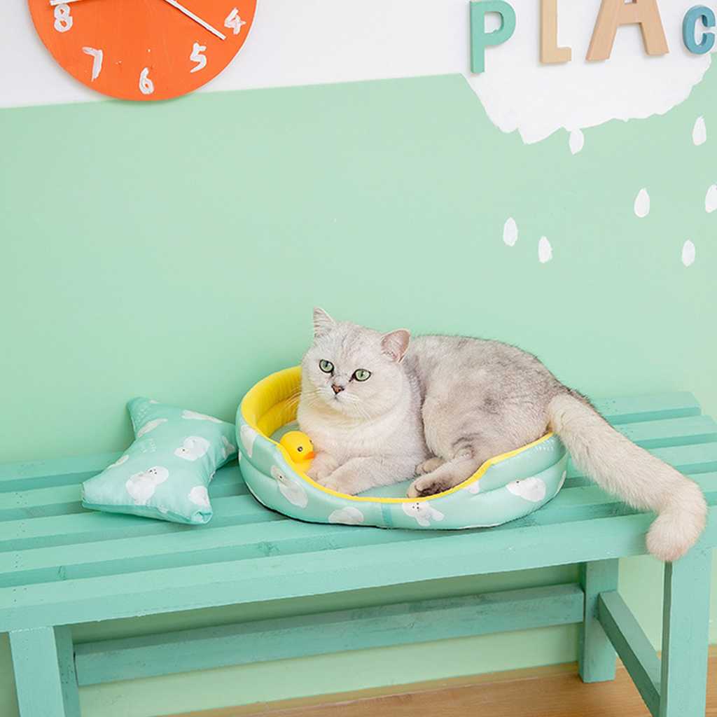 Portable Pet Beds Summer With Pillow Removeable Machine Washable Cover Non Slip Bottom