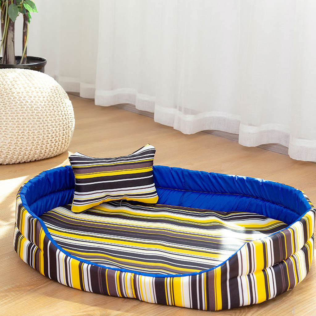 Portable Pet Beds Summer With Pillow Removeable Machine Washable Cover Non Slip Bottom