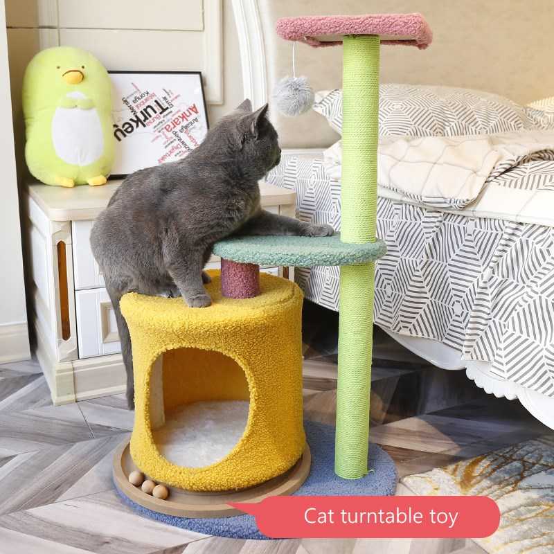 Large Wooden Scratch Climbing Tower Diy Cat Tree Tower Condo Play House Pet Scratch Post Kitten Furniture