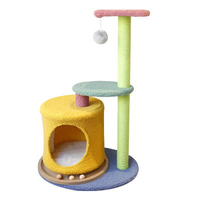 Large Wooden Scratch Climbing Tower Diy Cat Tree Tower Condo Play House Pet Scratch Post Kitten Furniture