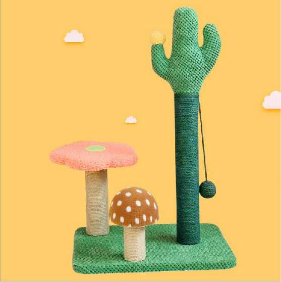 Nature Sisal Green Cactus Cat Tree Wood Furniture With Scratching Posts