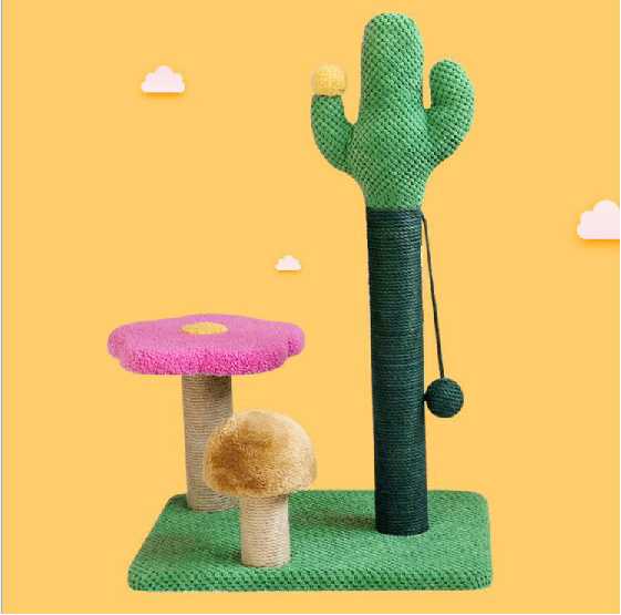 Nature Sisal Green Cactus Cat Tree Wood Furniture With Scratching Posts