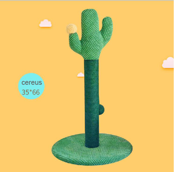 Nature Sisal Green Cactus Cat Tree Wood Furniture With Scratching Posts