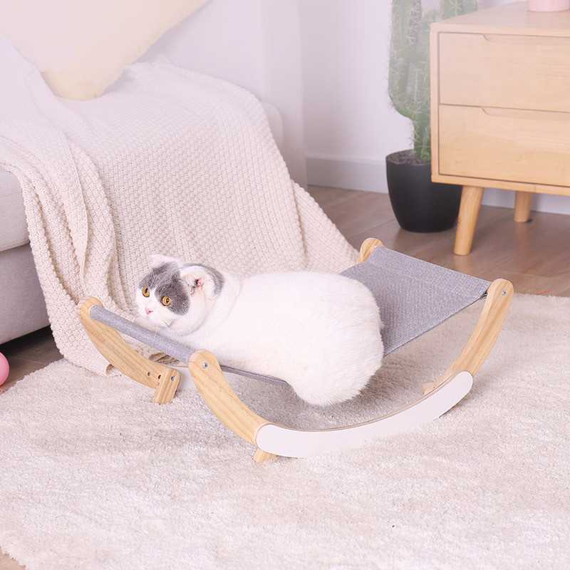 Pet Cat Bed Wooden Swing Bed Cat Hammock Home Pet Bed