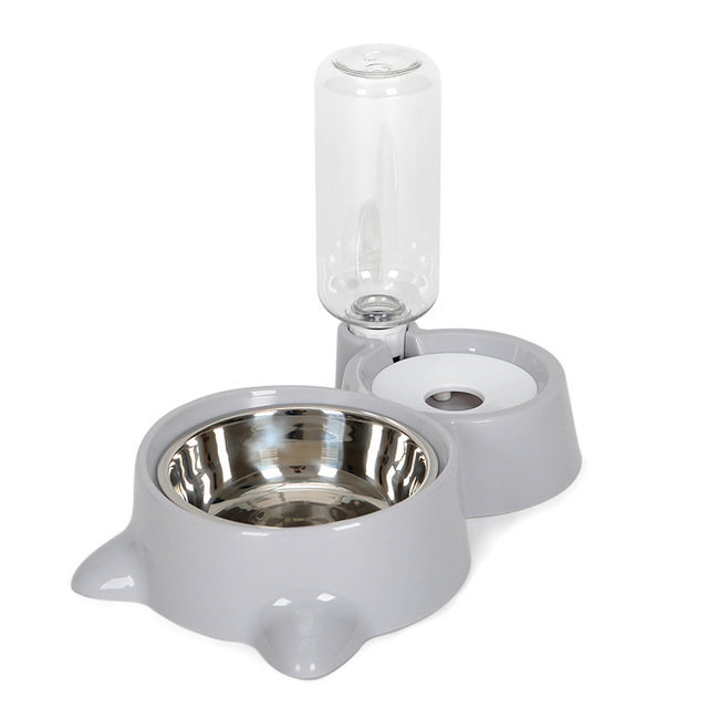 Pet Food Bowl Dish Water Bottle Dispenser Automatic Feeder Cat Dog
