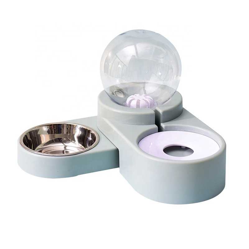 Best Seller Adjustable Smart Pet Auto Drinking Water Eating Food Double Bowl