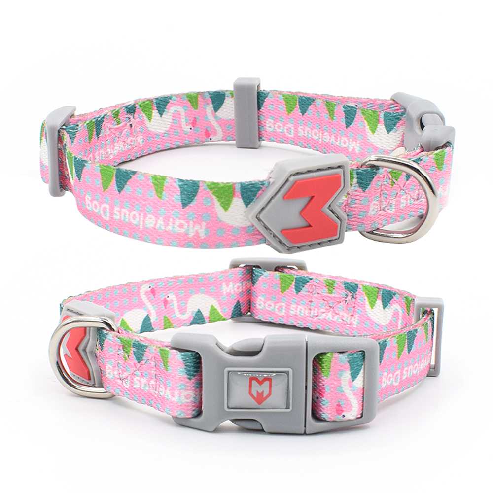 Soft Green Polyester Custom Logo Printing Dog Pet Collar Manufacturer