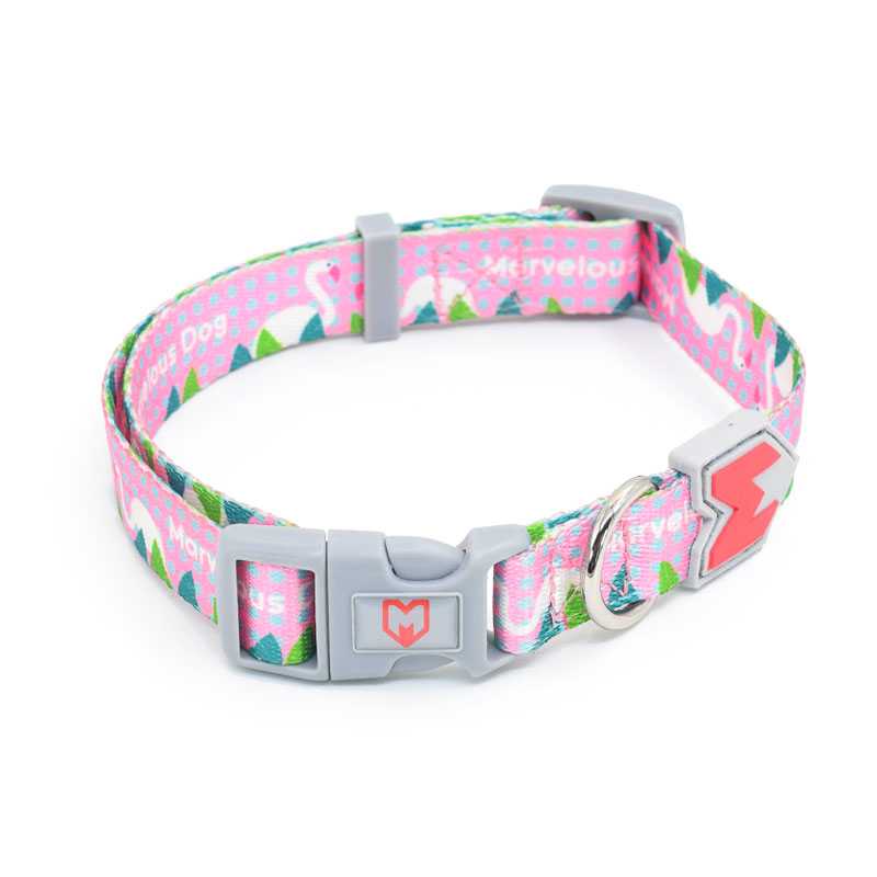 Soft Green Polyester Custom Logo Printing Dog Pet Collar Manufacturer