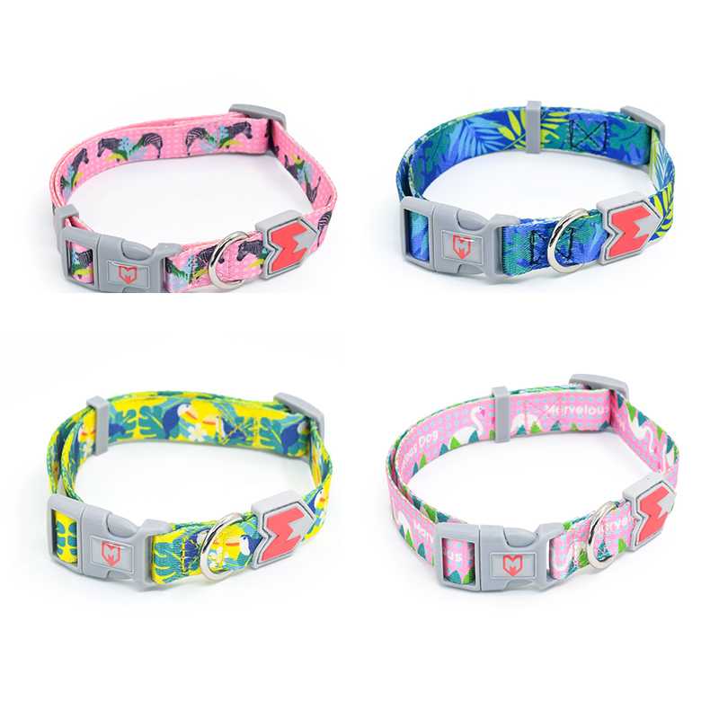 Soft Green Polyester Custom Logo Printing Dog Pet Collar Manufacturer