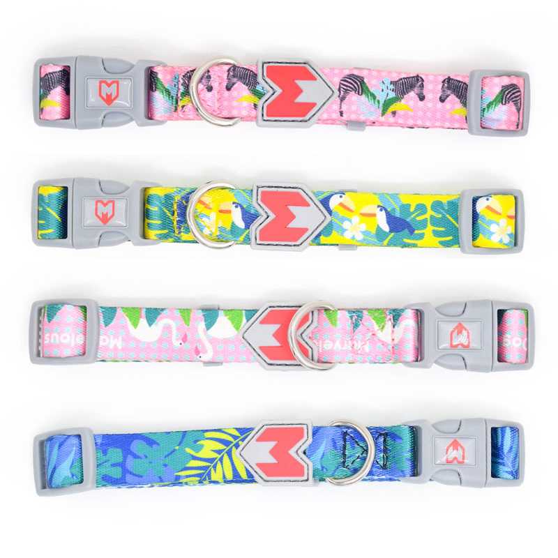 Soft Green Polyester Custom Logo Printing Dog Pet Collar Manufacturer