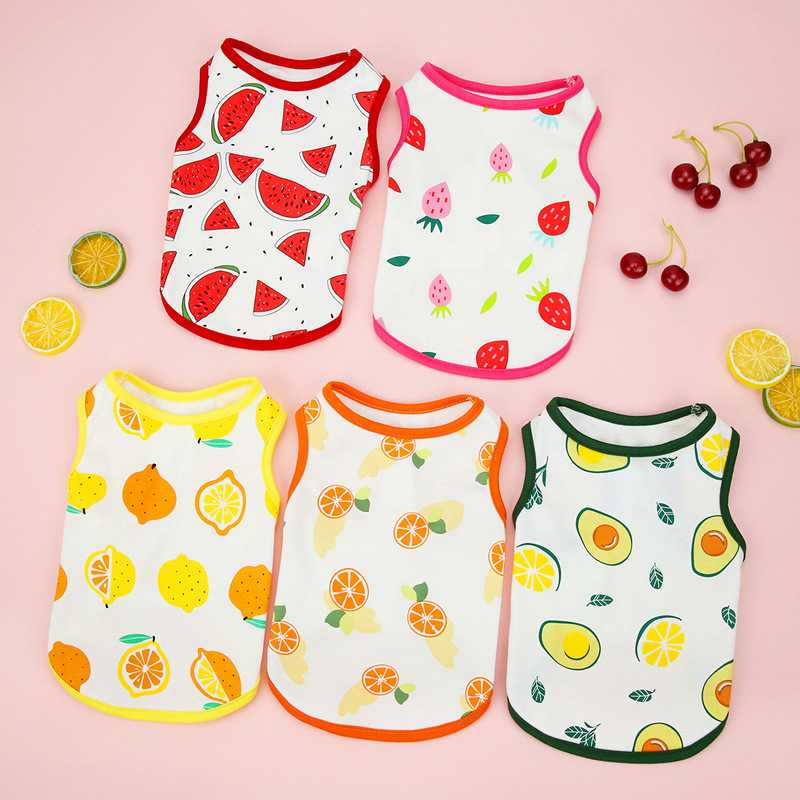 Summer Pet Clothes Dog Tshirt Fruit Printed Dog Vest Small Medium Dogs Accessories