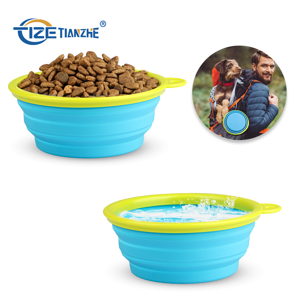 Travel Collapsible Cat Bowl Pet Bowl Dog Dish Bowl With Carabiner Clip