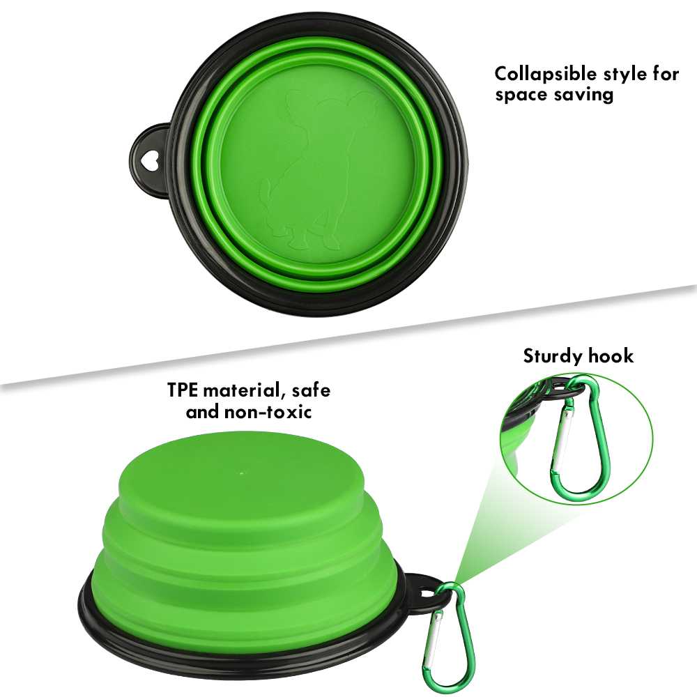 Travel Collapsible Cat Bowl Pet Bowl Dog Dish Bowl With Carabiner Clip