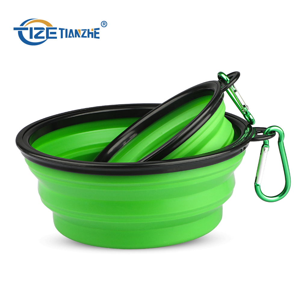Travel Collapsible Cat Bowl Pet Bowl Dog Dish Bowl With Carabiner Clip