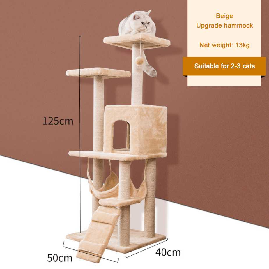 China Luxurious House Customized Plush Big Pet Condo Natural Sisal Wood Scratcher Furniture Cat Tree