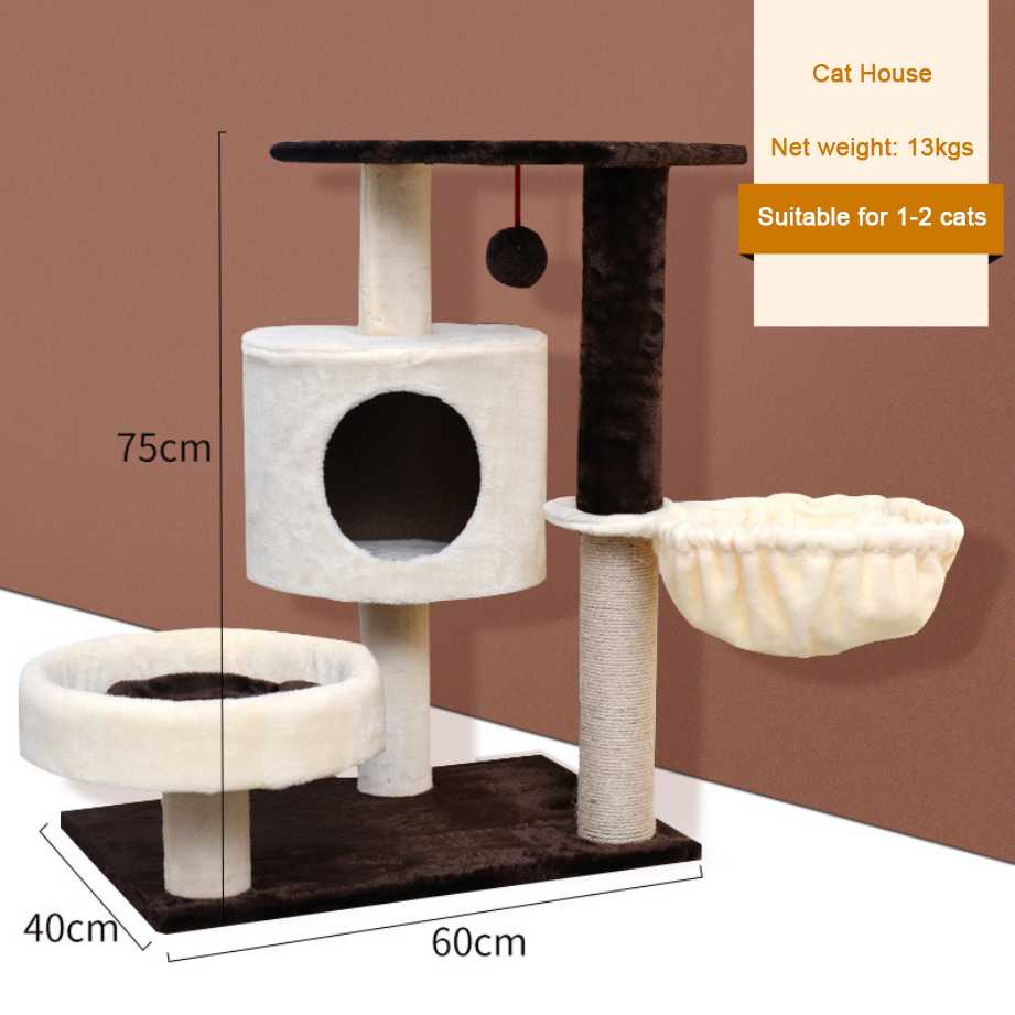 China Luxurious House Customized Plush Big Pet Condo Natural Sisal Wood Scratcher Furniture Cat Tree