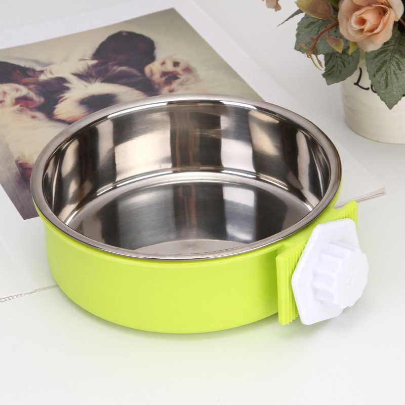 Environmental Protection Plastic Stainless Steel Hanging Dog Bowl That Can Fix The Cage