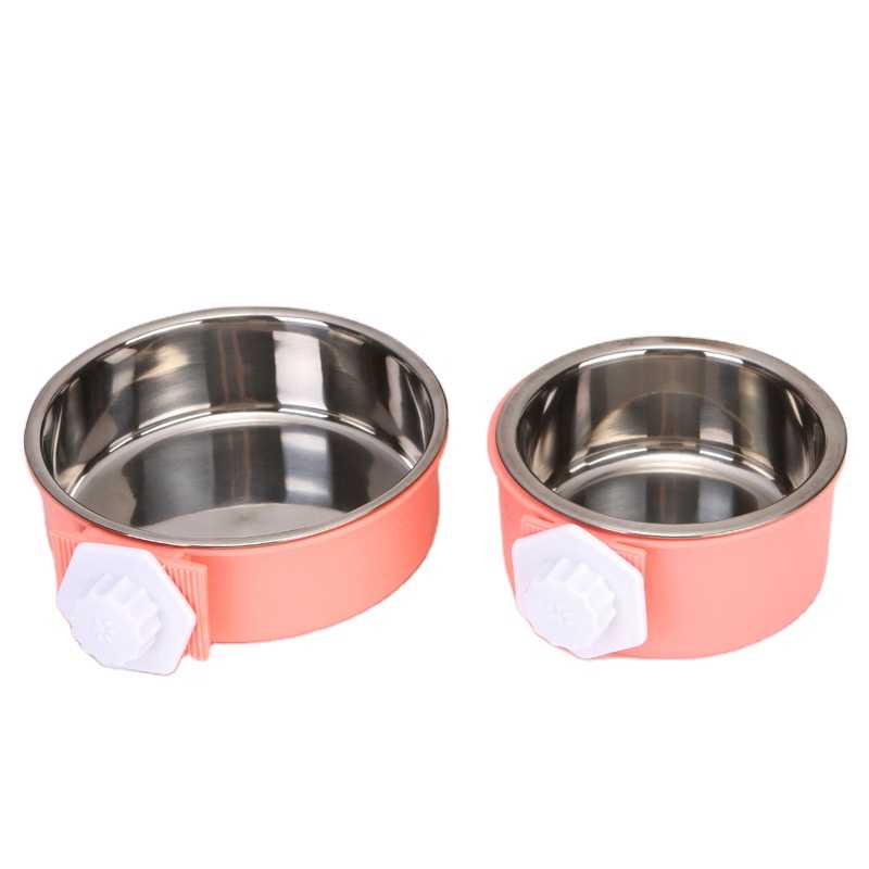 Environmental Protection Plastic Stainless Steel Hanging Dog Bowl That Can Fix The Cage