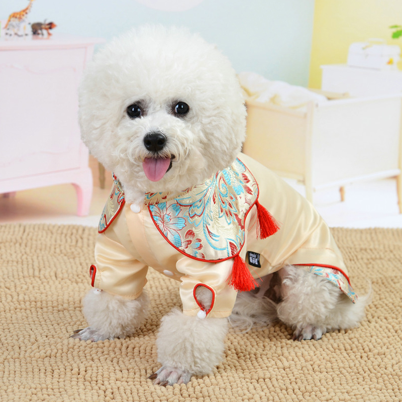 Pet Year Tang Suit Spring Summer Dog Clothes With Pet Clothes Warm Cheongsam Skirt