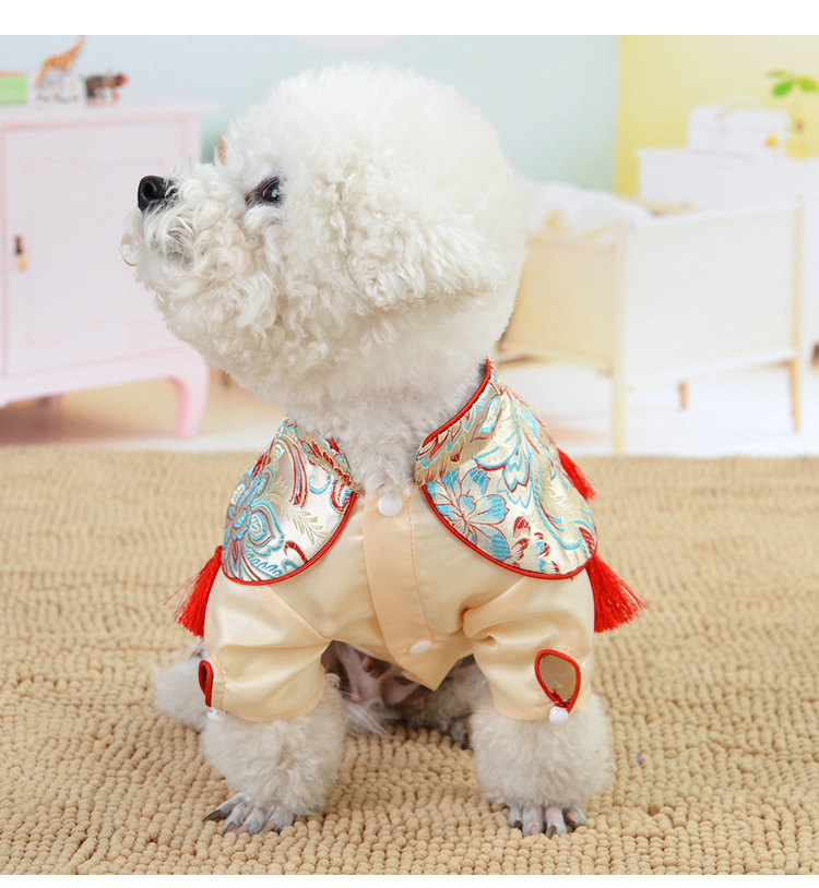 Pet Year Tang Suit Spring Summer Dog Clothes With Pet Clothes Warm Cheongsam Skirt