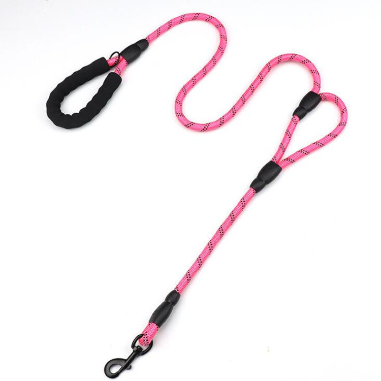 Reflective Nylon Braided Climbing Rope Double Handle Pet Leash Training Walking Dog Leash