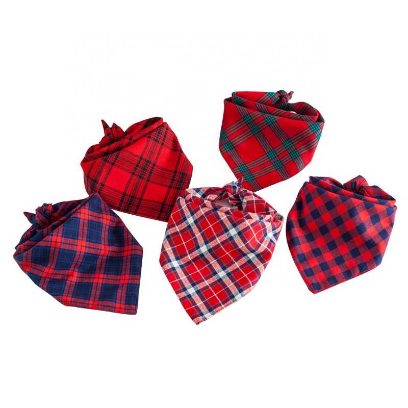 Amazon Plaid Washable Square Dog Bow Ties Custom Adjustable Bibs Scarf Pet Dog Bandana