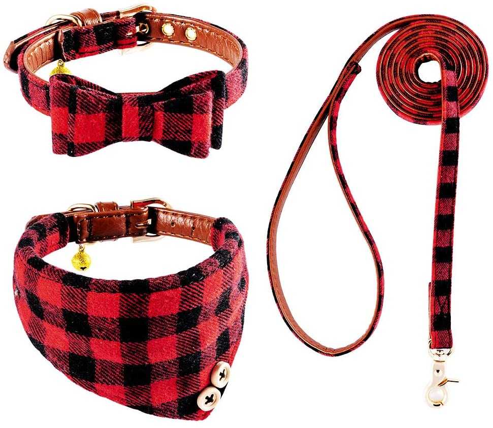 Buffalo Plaid Dog Bandana Collar Cotton Bandanas Handkerchiefs Scarfs Dogs Puppies Pets With Collar