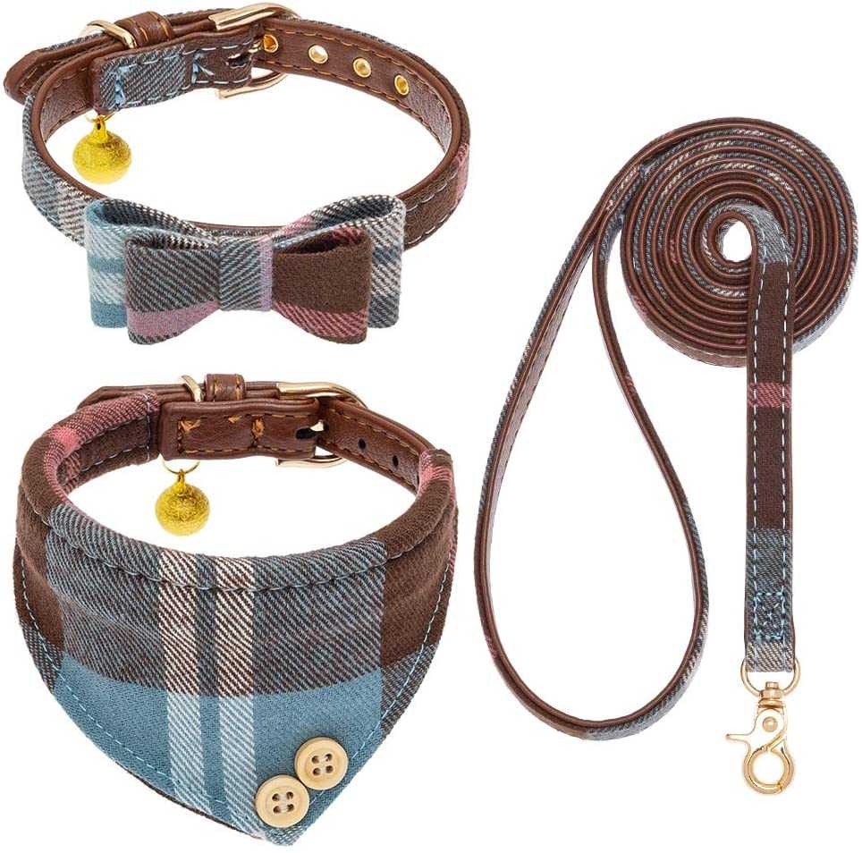 Buffalo Plaid Dog Bandana Collar Cotton Bandanas Handkerchiefs Scarfs Dogs Puppies Pets With Collar