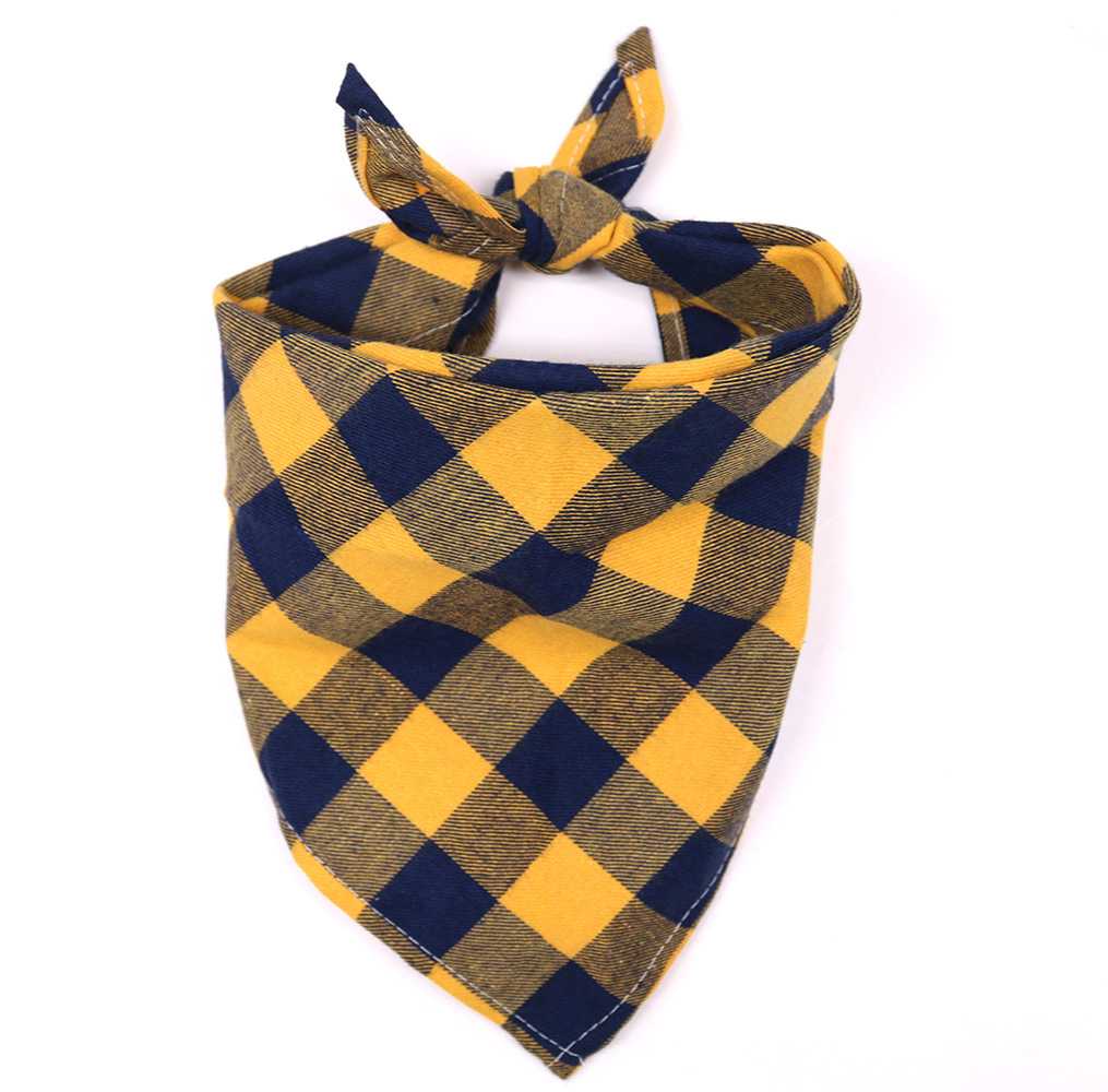 Saliva Towel Neck Dog Cotton Checkered Triangular Bandage Pet Triangle Scarf