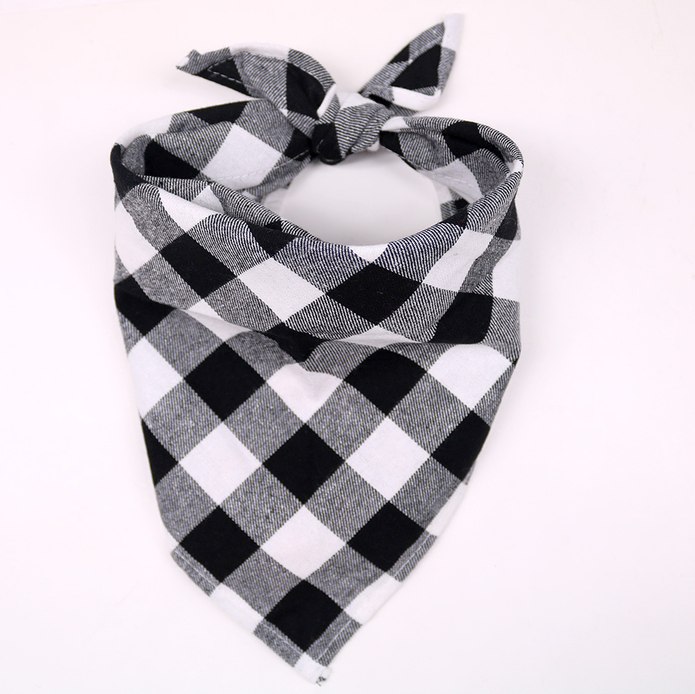 Saliva Towel Neck Dog Cotton Checkered Triangular Bandage Pet Triangle Scarf